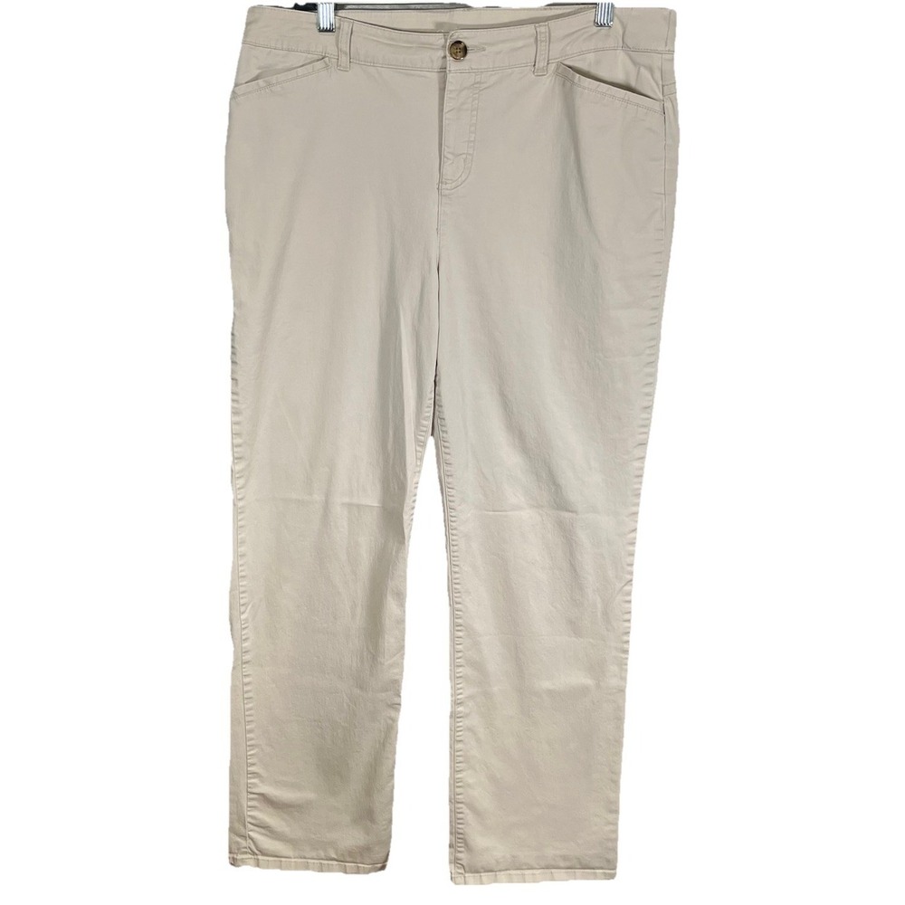Croft & Barrow Pants Women's Size 18L Tan Stretch Khaki Classic Fit Straight Leg